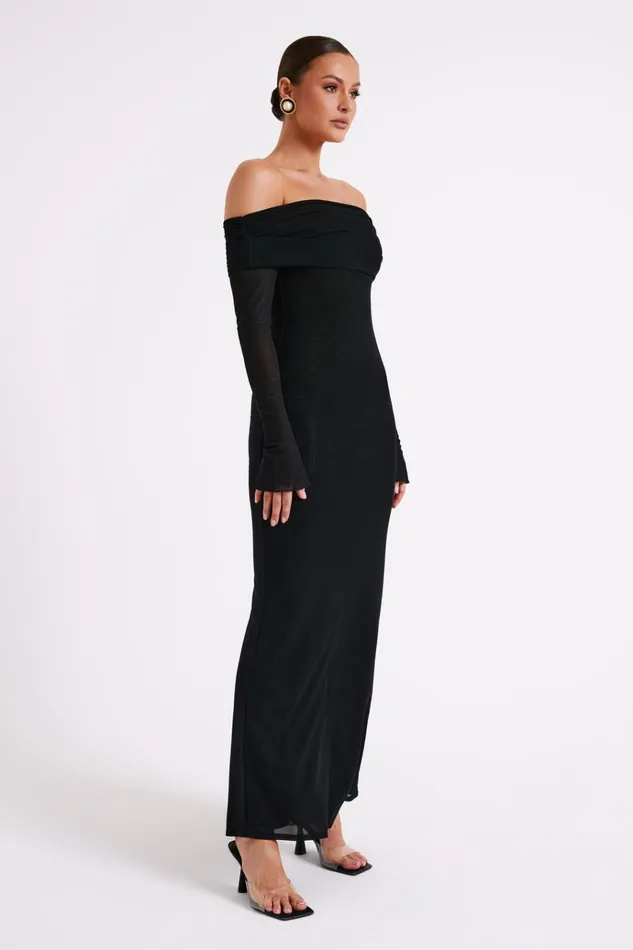 Dresses Women Meshki Josie Off Shoulder Mesh Maxi Dress 8211 Black