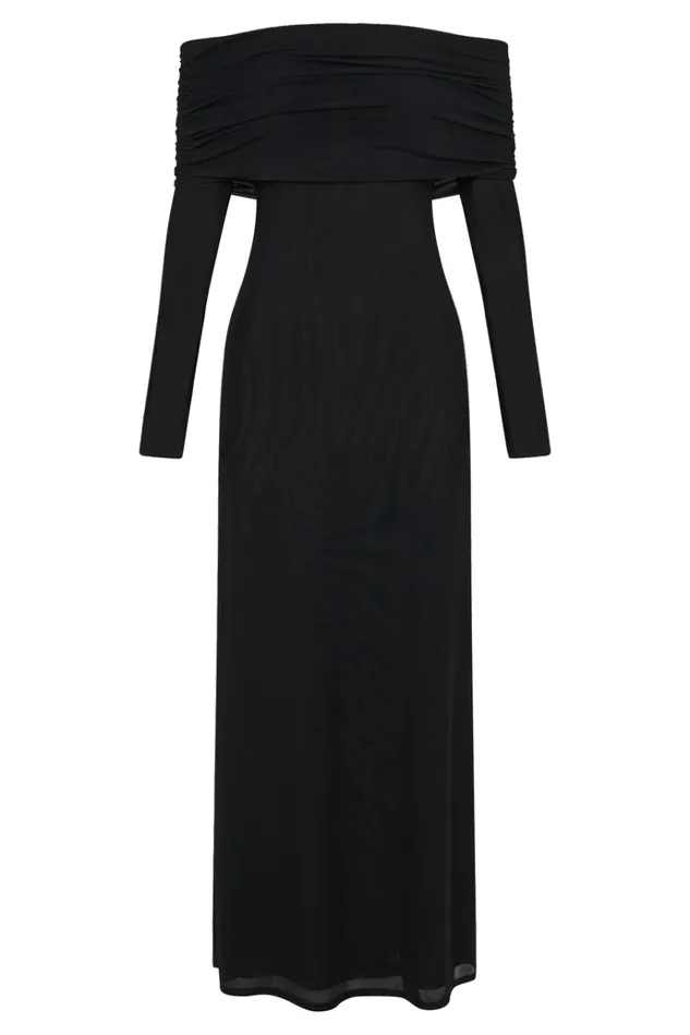 Dresses Women Meshki Josie Off Shoulder Mesh Maxi Dress 8211 Black