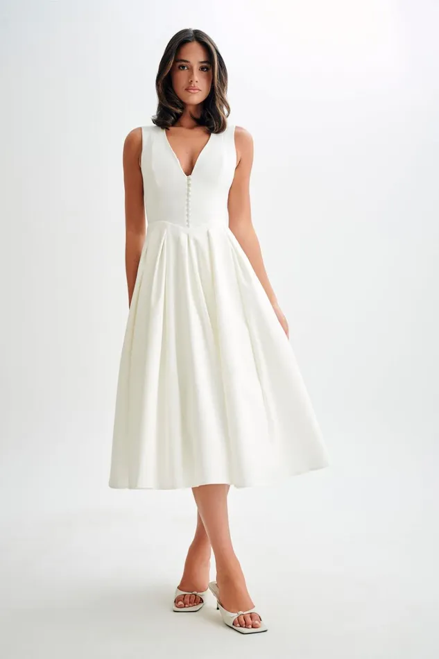 Dresses Women Meshki Keely Cotton Sleeveless Midi Dress 8211 White