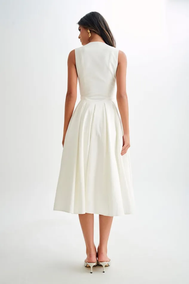 Dresses Women Meshki Keely Cotton Sleeveless Midi Dress 8211 White