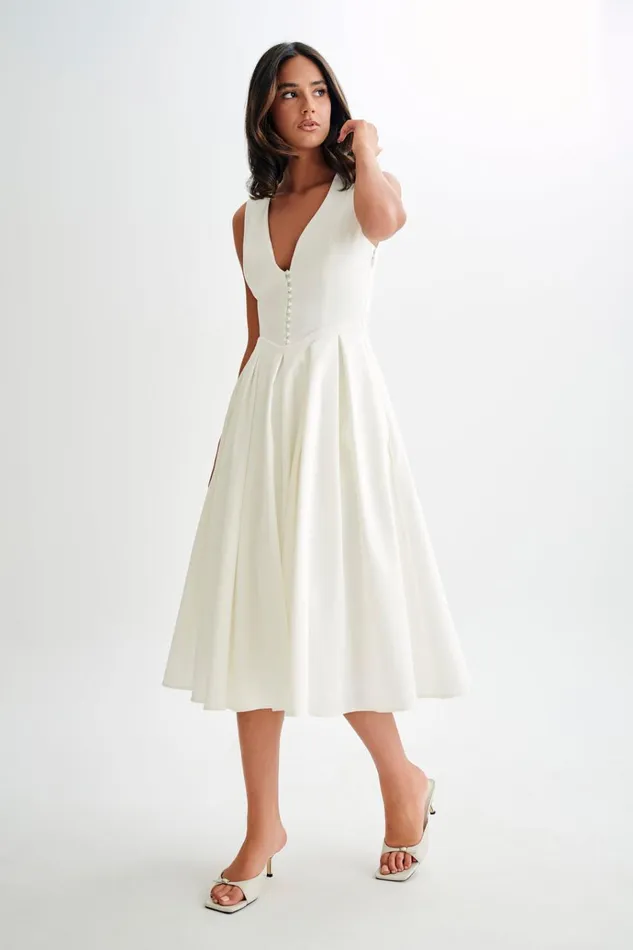 Dresses Women Meshki Keely Cotton Sleeveless Midi Dress 8211 White