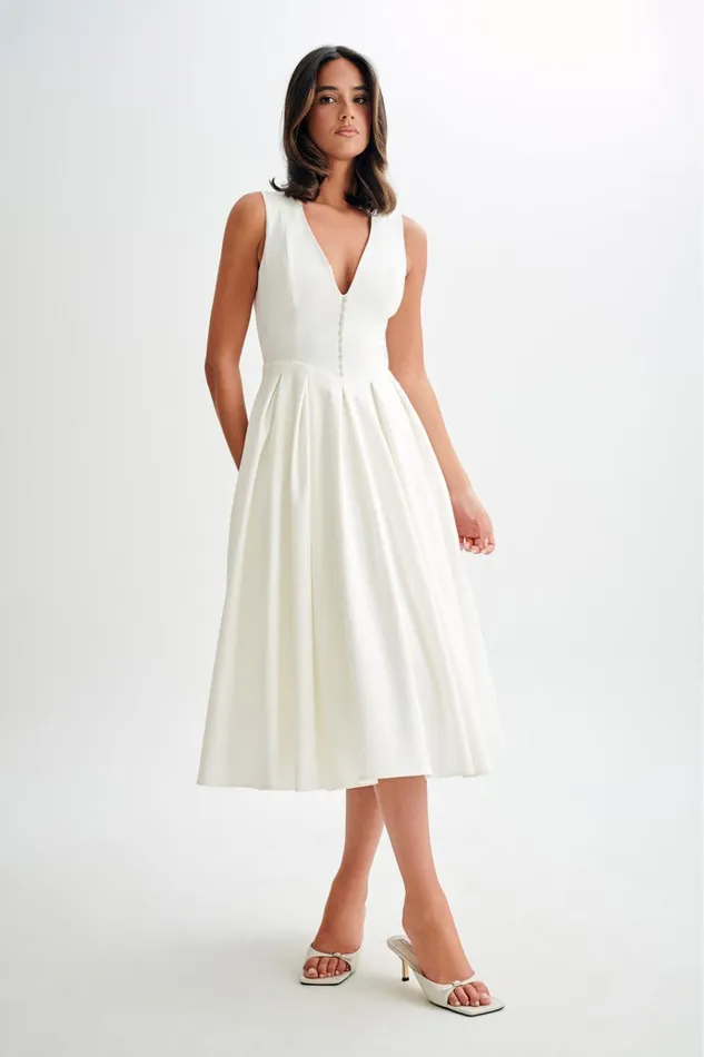 Dresses Women Meshki Keely Cotton Sleeveless Midi Dress 8211 White
