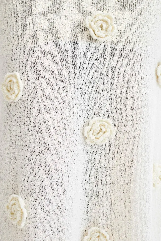 Dresses Women Meshki Kiki Off Shoulder Knit Rose Maxi Dress 8211 Ivory