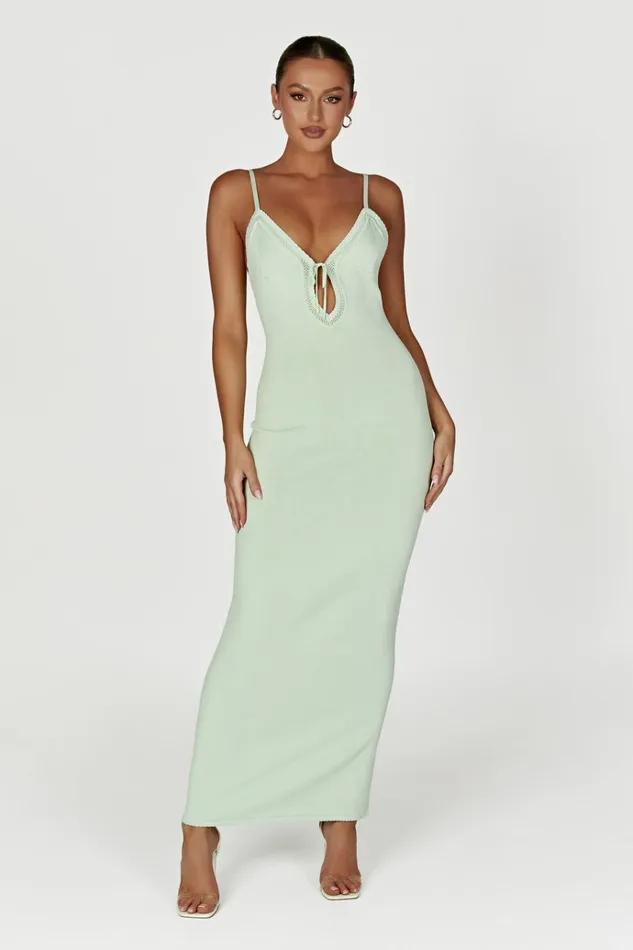 Dresses Women Meshki Maia Pointelle Knit Maxi Dress 8211 Pistachio Green