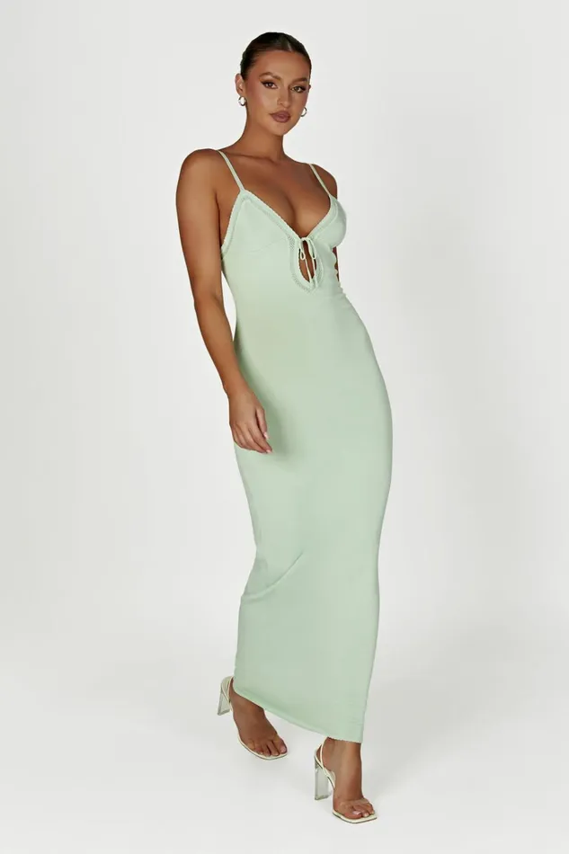 Dresses Women Meshki Maia Pointelle Knit Maxi Dress 8211 Pistachio Green