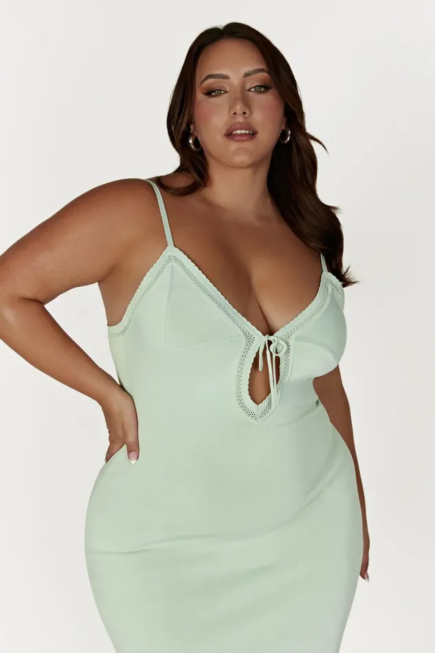 Dresses Women Meshki Maia Pointelle Knit Maxi Dress 8211 Pistachio Green