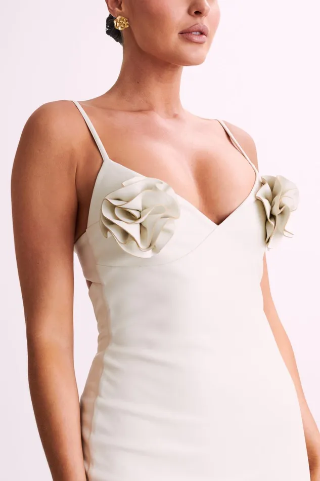 Dresses Women Meshki Mariam Faux Leather Rose Midi Dress 8211 Ivory