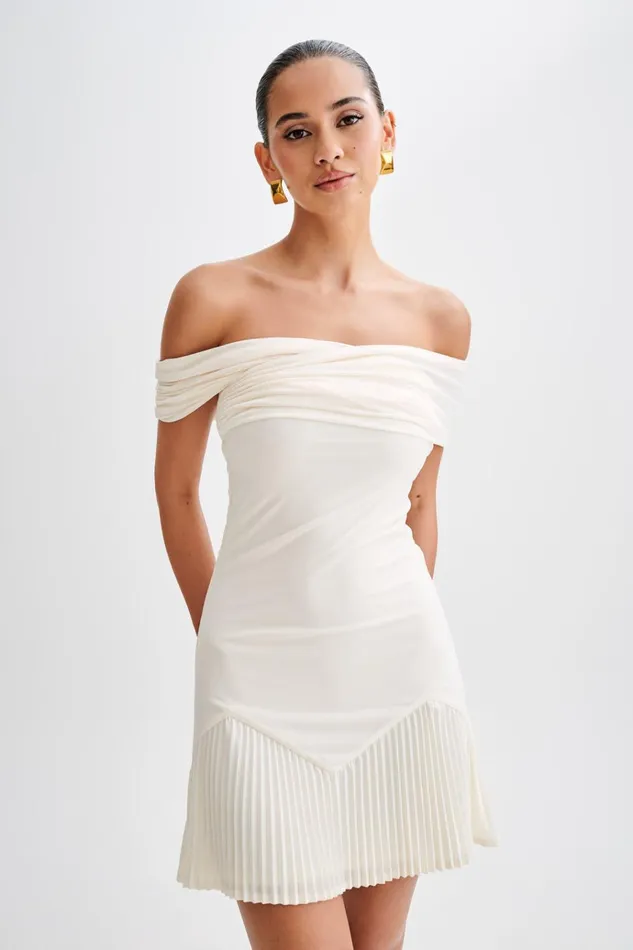 Dresses Women Meshki Melina Slinky Off Shoulder Mini Dress 8211 Ivory