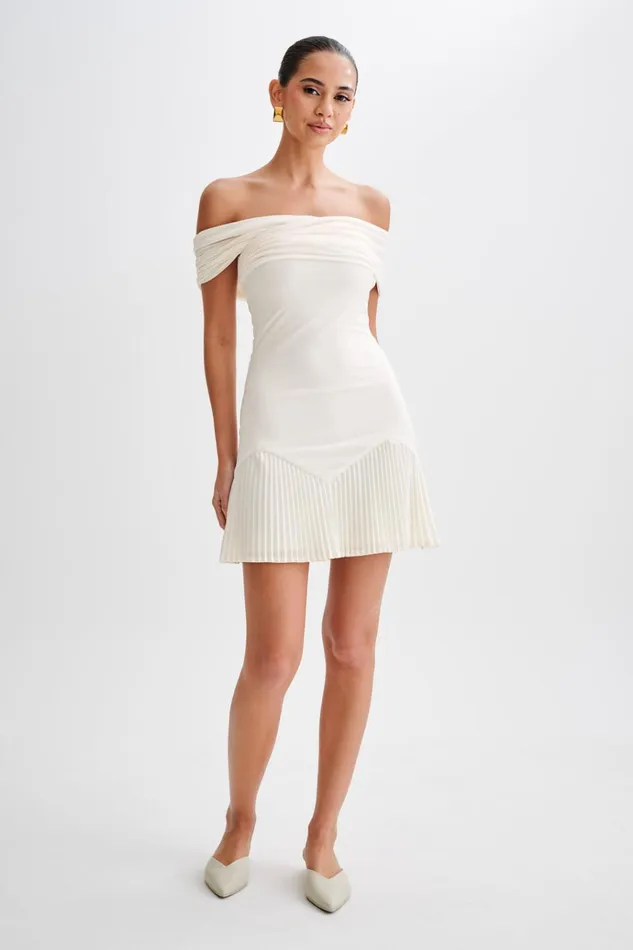 Dresses Women Meshki Melina Slinky Off Shoulder Mini Dress 8211 Ivory
