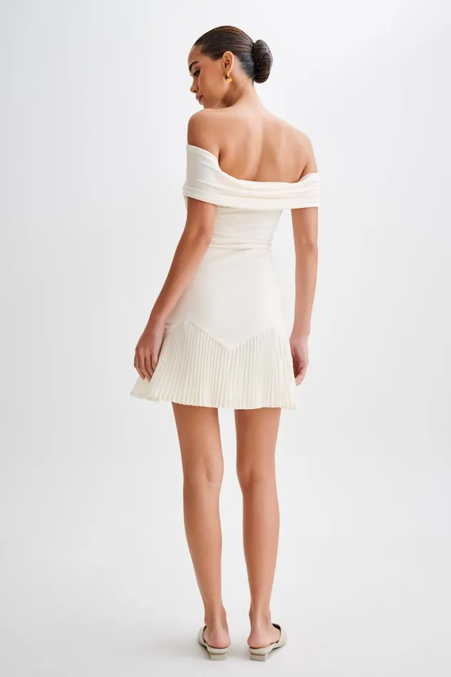 Dresses Women Meshki Melina Slinky Off Shoulder Mini Dress 8211 Ivory