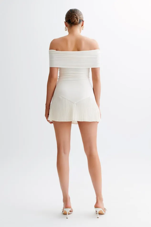 Dresses Women Meshki Melina Slinky Off Shoulder Mini Dress 8211 Ivory