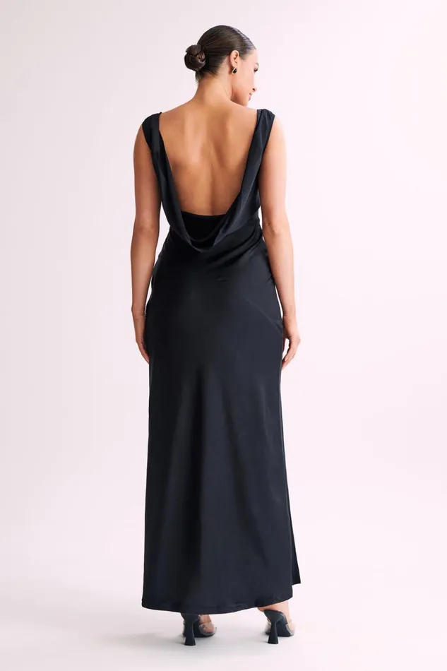 Dresses Women Meshki Nadia Maxi Satin Dress With Back Cowl 8211 Black Dresses Women Meshki Nadia Maxi Satin Dress With Back Cowl 8211 Black