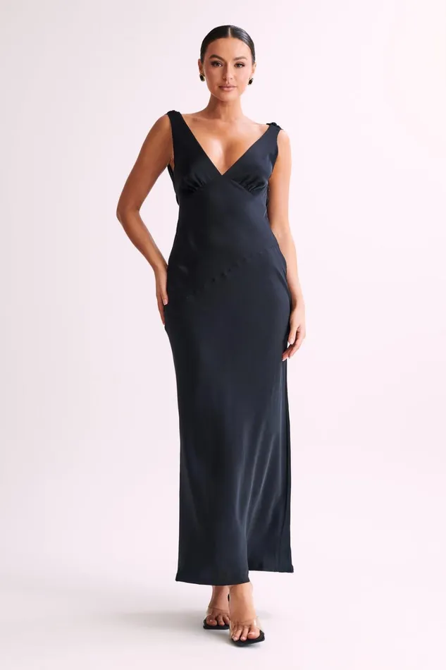 Dresses Women Meshki Nadia Maxi Satin Dress With Back Cowl 8211 Black Dresses Women Meshki Nadia Maxi Satin Dress With Back Cowl 8211 Black