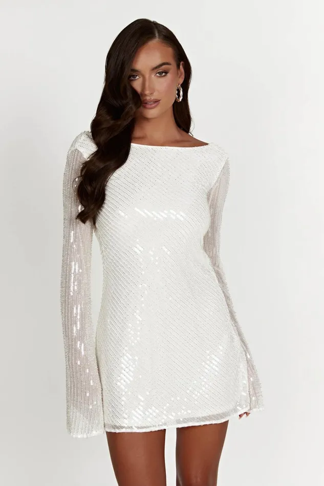 Dresses Women Meshki Nala Sequin Mini Dress 8211 White