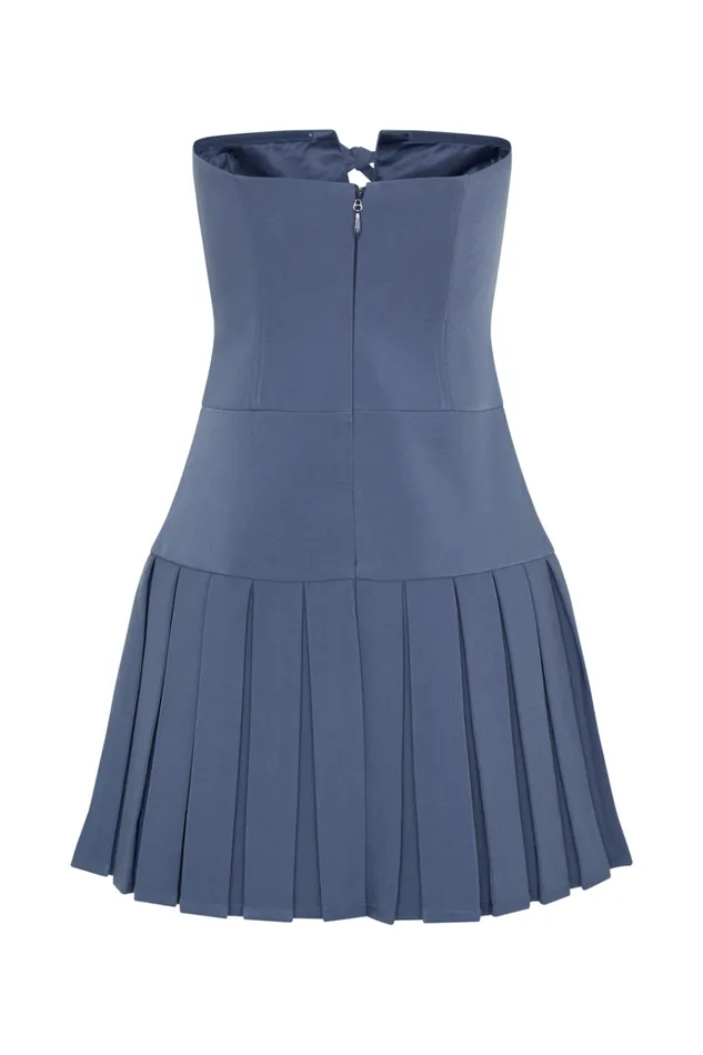 Dresses Women Meshki Naya Pleated Mini Dress With Ties 8211 Steel