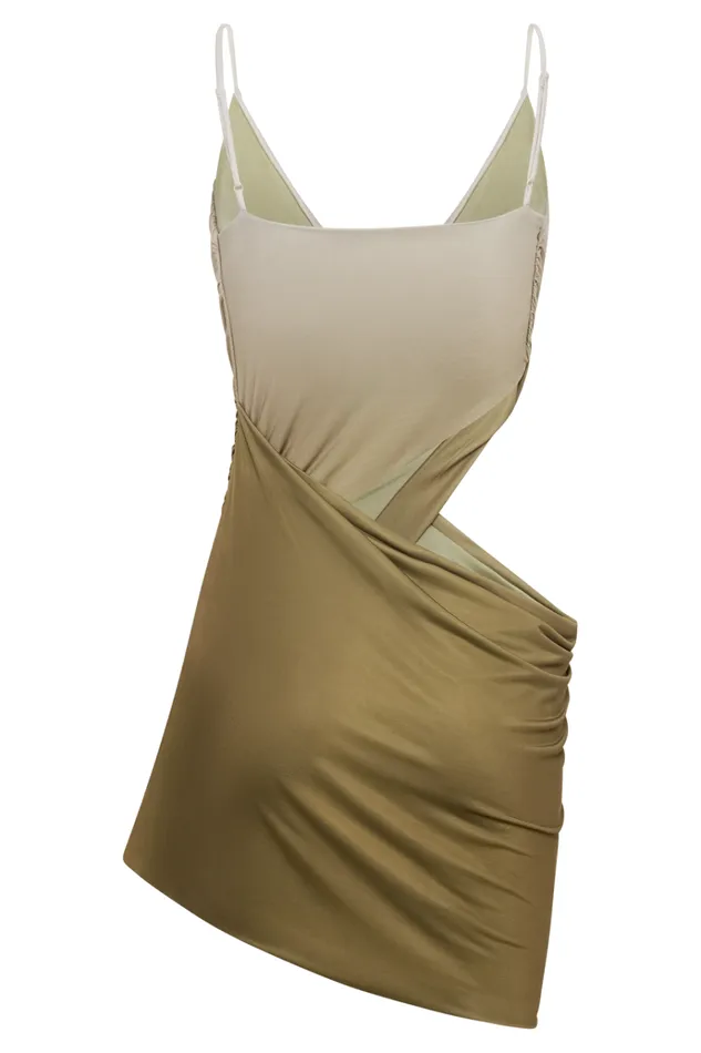 Dresses Women Meshki Nellie Cowl Draped Slinky Mini Dress 8211 Ombre Vintage Olive