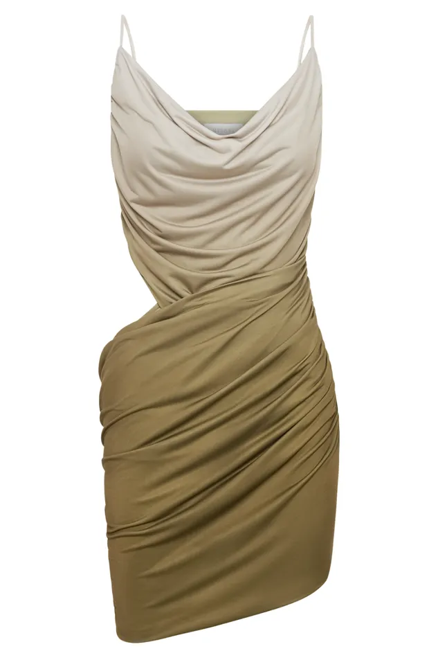 Dresses Women Meshki Nellie Cowl Draped Slinky Mini Dress 8211 Ombre Vintage Olive