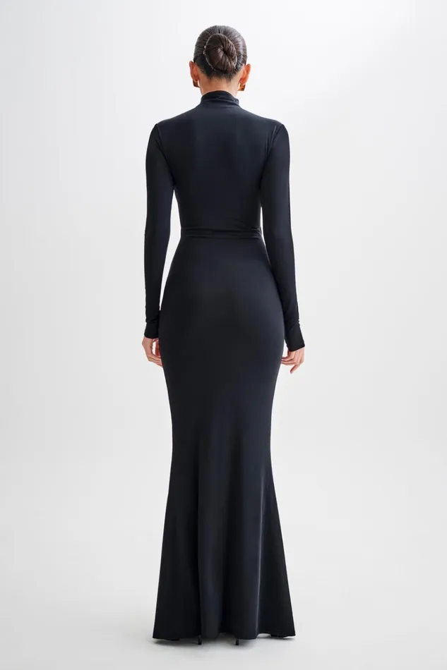 Dresses Women Meshki Pia Slinky Long Sleeve Cutout Maxi Dress 8211 Black