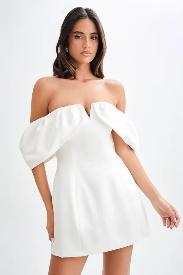 Dresses Women Meshki Portia Off Shoulder Satin Corset Dress 8211 White