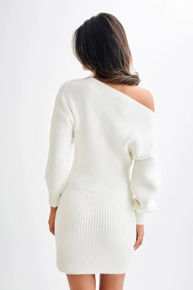 Dresses Women Meshki Rafferty Boat Neck Knit Mini Dress 8211 Ivory