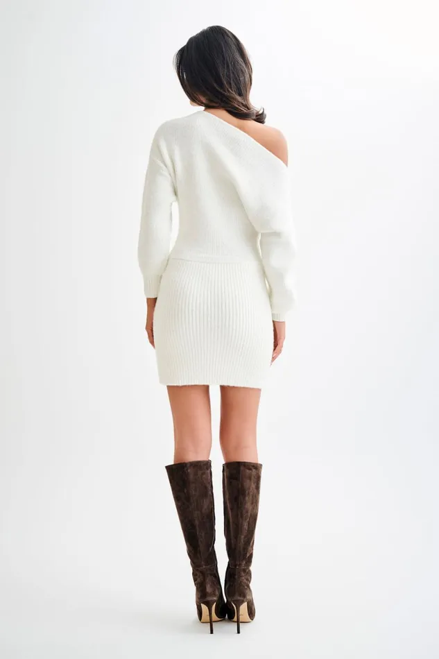 Dresses Women Meshki Rafferty Boat Neck Knit Mini Dress 8211 Ivory