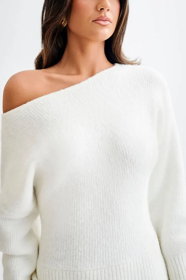 Dresses Women Meshki Rafferty Boat Neck Knit Mini Dress 8211 Ivory