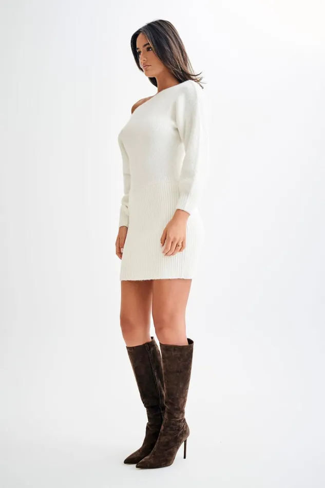 Dresses Women Meshki Rafferty Boat Neck Knit Mini Dress 8211 Ivory