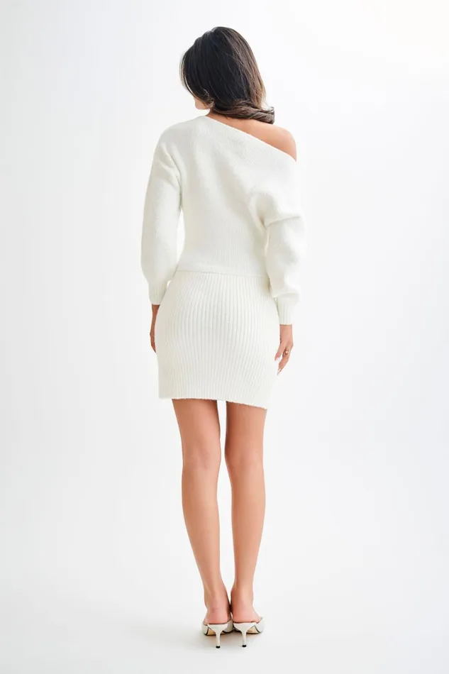 Dresses Women Meshki Rafferty Boat Neck Knit Mini Dress 8211 Ivory