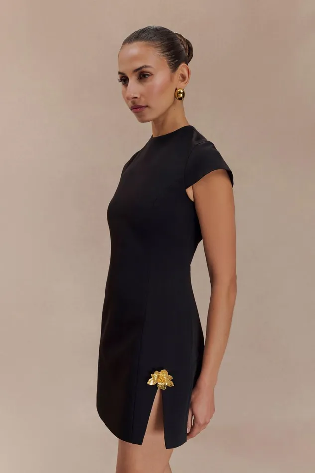 Dresses Women Meshki Remi Suiting Mini Dress With Floral Hardware 8211 Black
