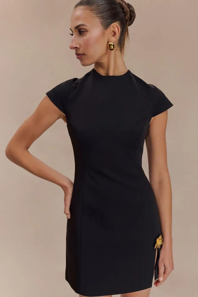 Dresses Women Meshki Remi Suiting Mini Dress With Floral Hardware 8211 Black