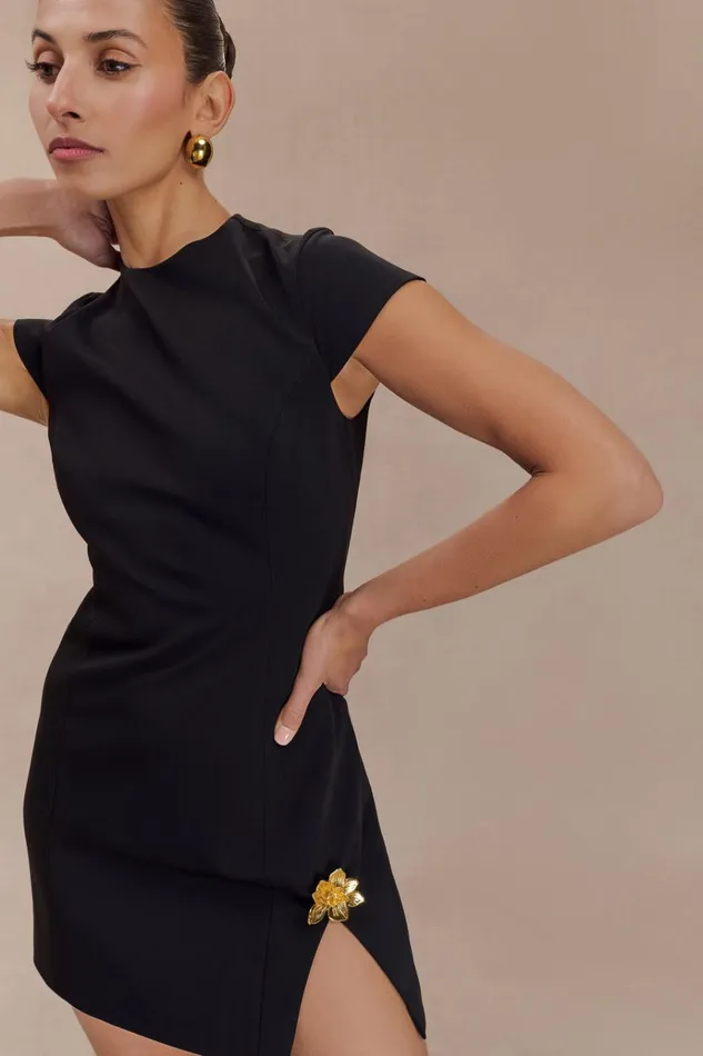 Dresses Women Meshki Remi Suiting Mini Dress With Floral Hardware 8211 Black