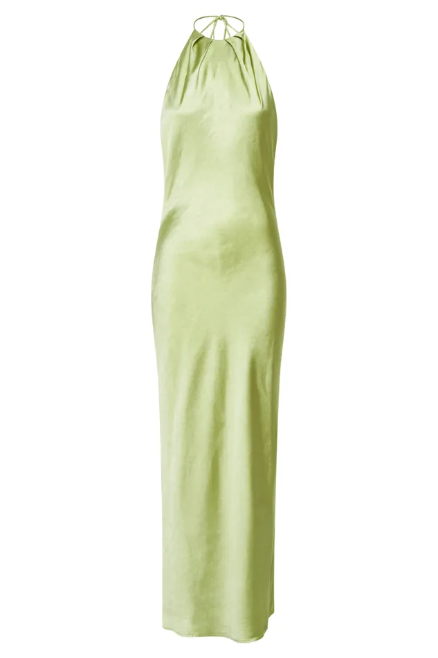 Dresses Women Meshki Sammy Satin Halter Maxi Dress 8211 Pistachio