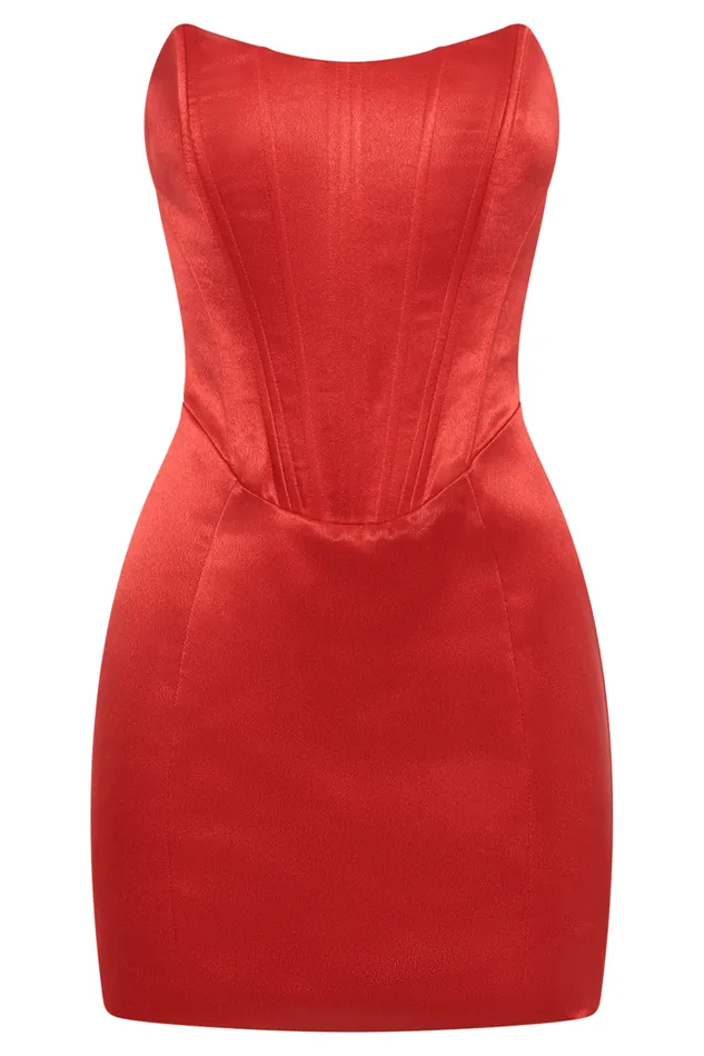 Dresses Women Meshki Sariah Satin Corset Mini Dress 8211 Red