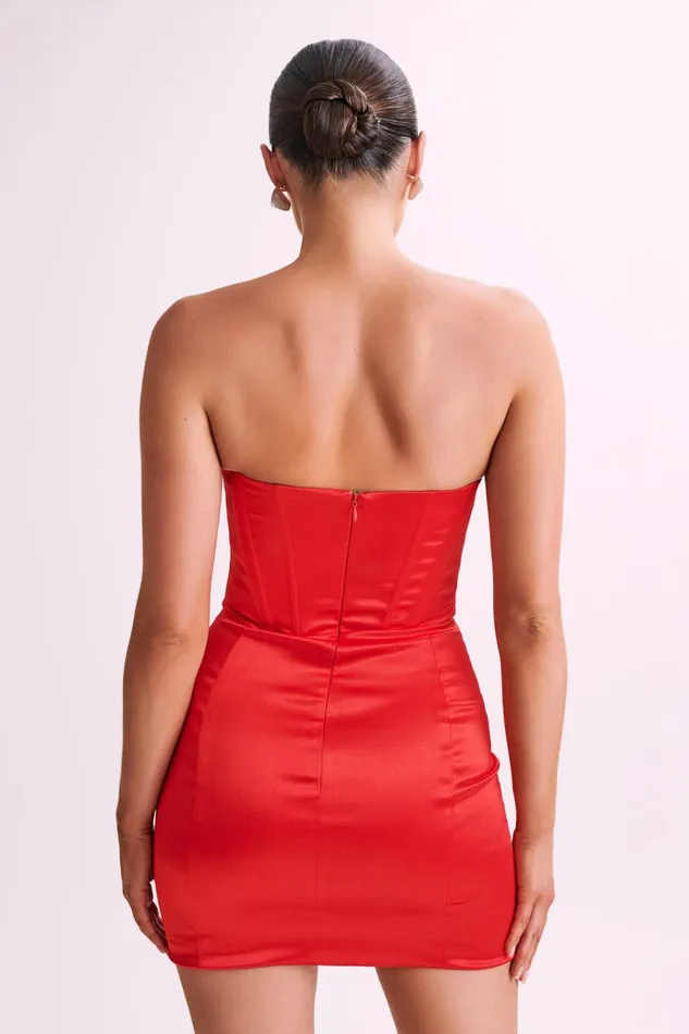Dresses Women Meshki Sariah Satin Corset Mini Dress 8211 Red