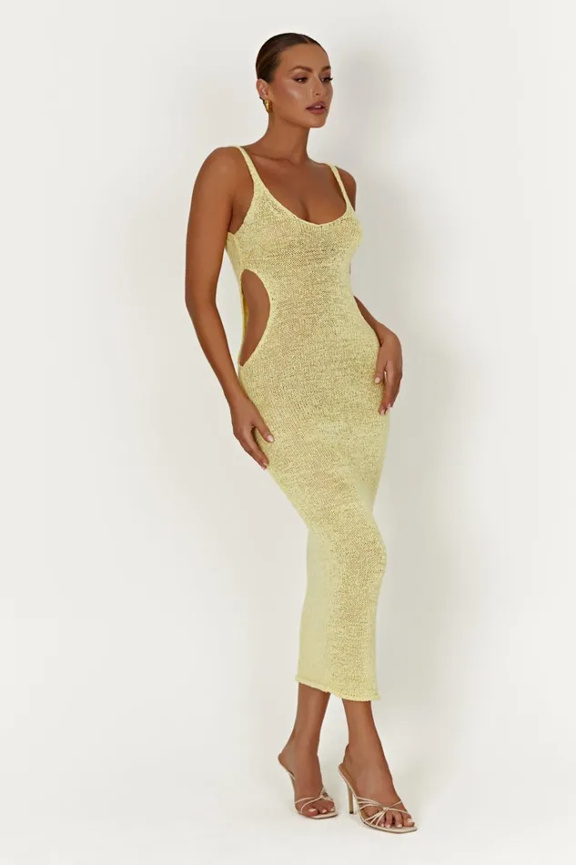 Dresses Women Meshki Shae Scoop Neck Knit Midi Dress 8211 Lemon Dresses Women Meshki Shae Scoop Neck Knit Midi Dress 8211 Lemon