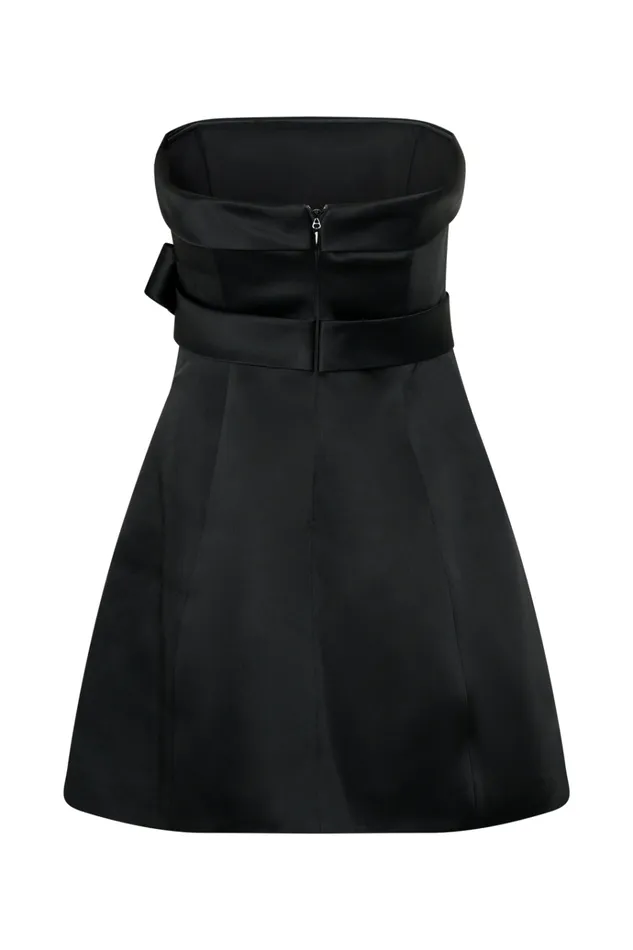Dresses Women Meshki Tatiana Satin Strapless Bow Mini Dress 8211 Black