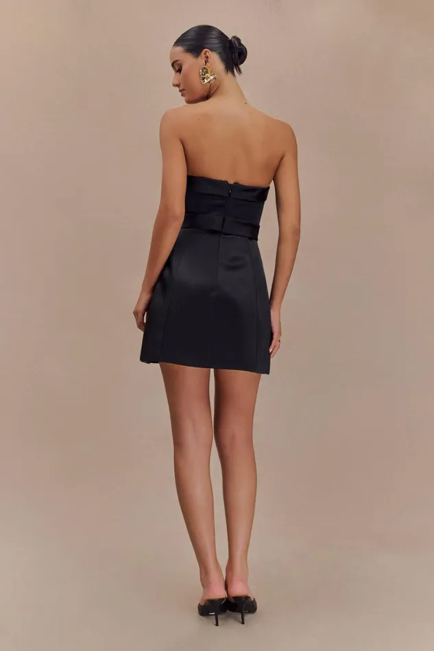 Dresses Women Meshki Tatiana Satin Strapless Bow Mini Dress 8211 Black