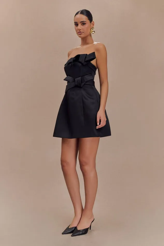 Dresses Women Meshki Tatiana Satin Strapless Bow Mini Dress 8211 Black