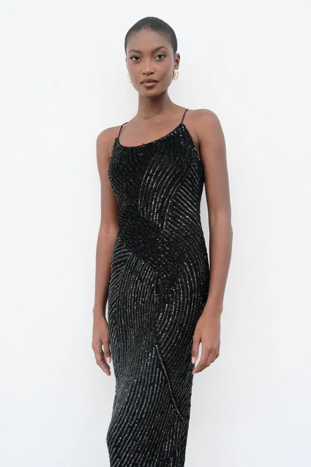 Dresses Women Meshki Tierra Sequin Maxi Dress 8211 Black
