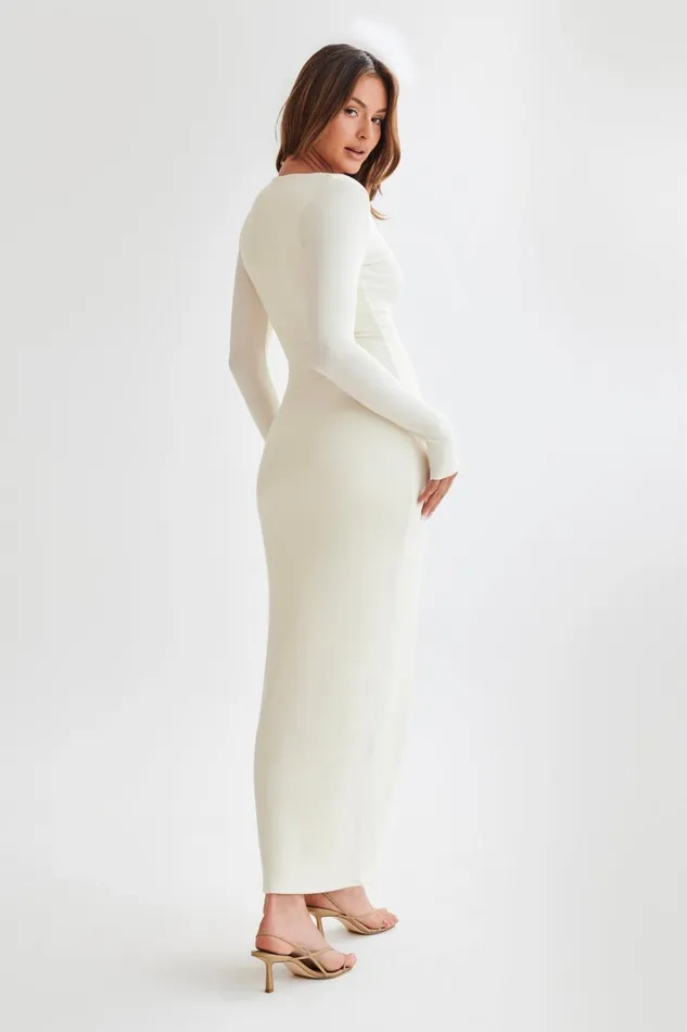 Dresses Women Meshki Vanessa Modal Long Sleeve Midi Dress 8211 Bone