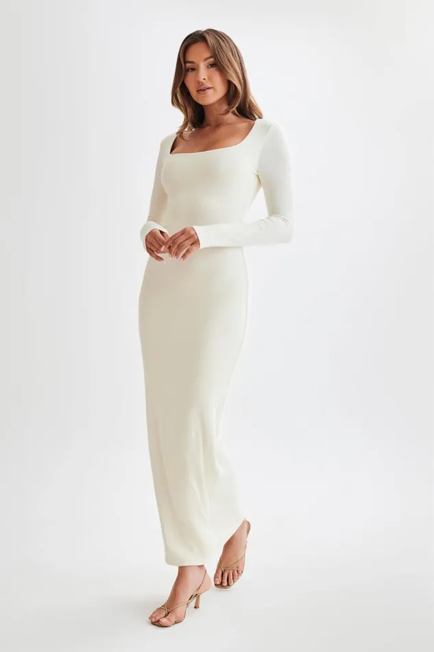 Dresses Women Meshki Vanessa Modal Long Sleeve Midi Dress 8211 Bone