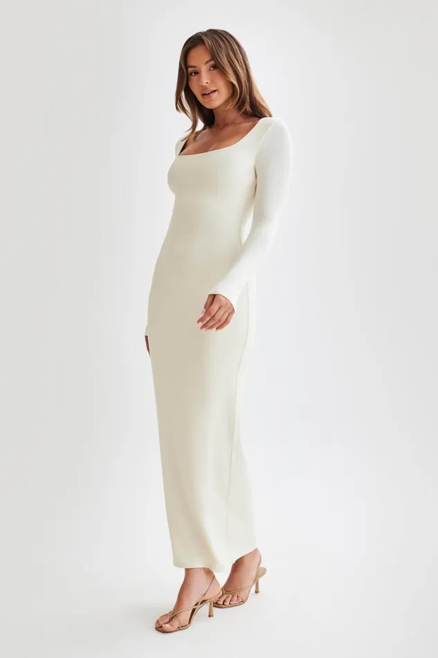 Dresses Women Meshki Vanessa Modal Long Sleeve Midi Dress 8211 Bone