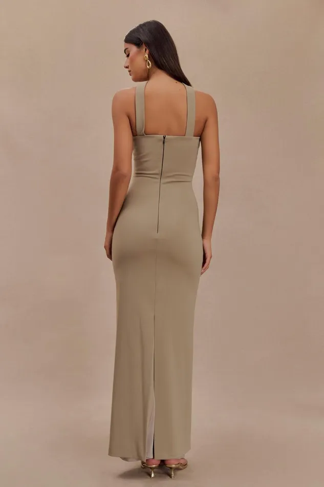 Dresses Women Meshki Velma Halter Collar Maxi Dress 8211 Mushroom