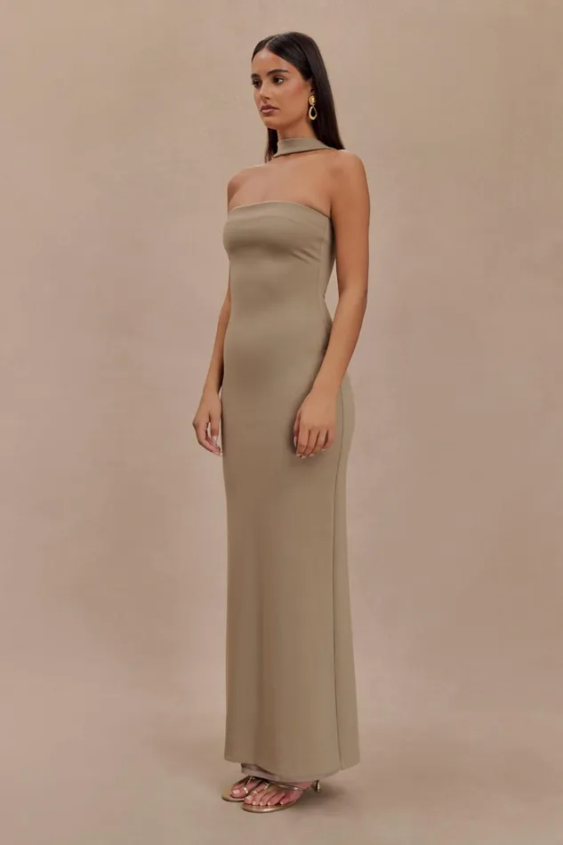 Dresses Women Meshki Velma Halter Collar Maxi Dress 8211 Mushroom