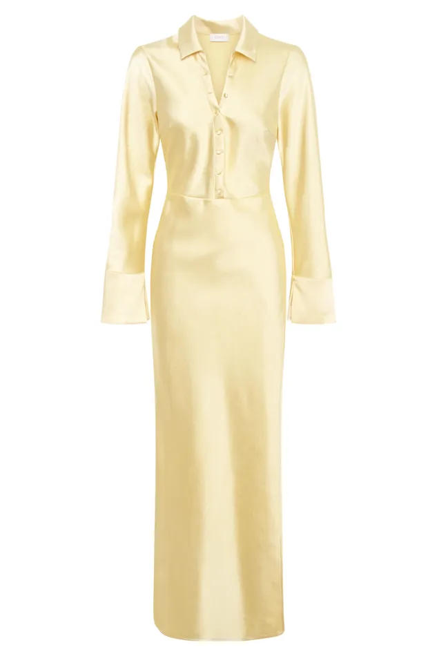 Dresses Women Meshki Whitley Satin Collared Maxi Dress 8211 Butter