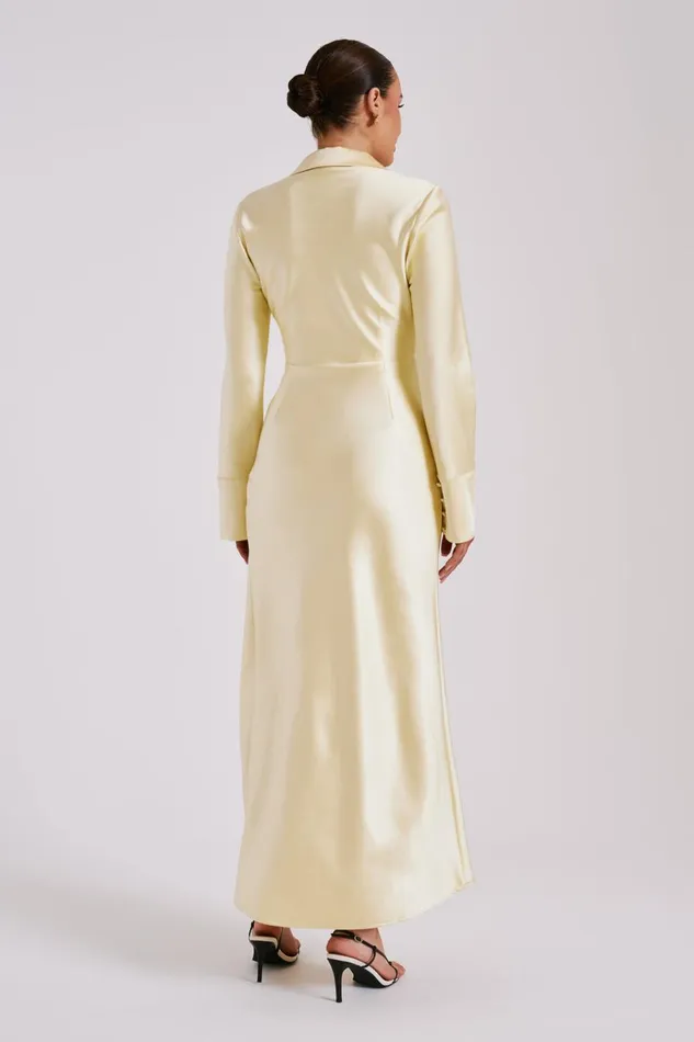 Dresses Women Meshki Whitley Satin Collared Maxi Dress 8211 Butter