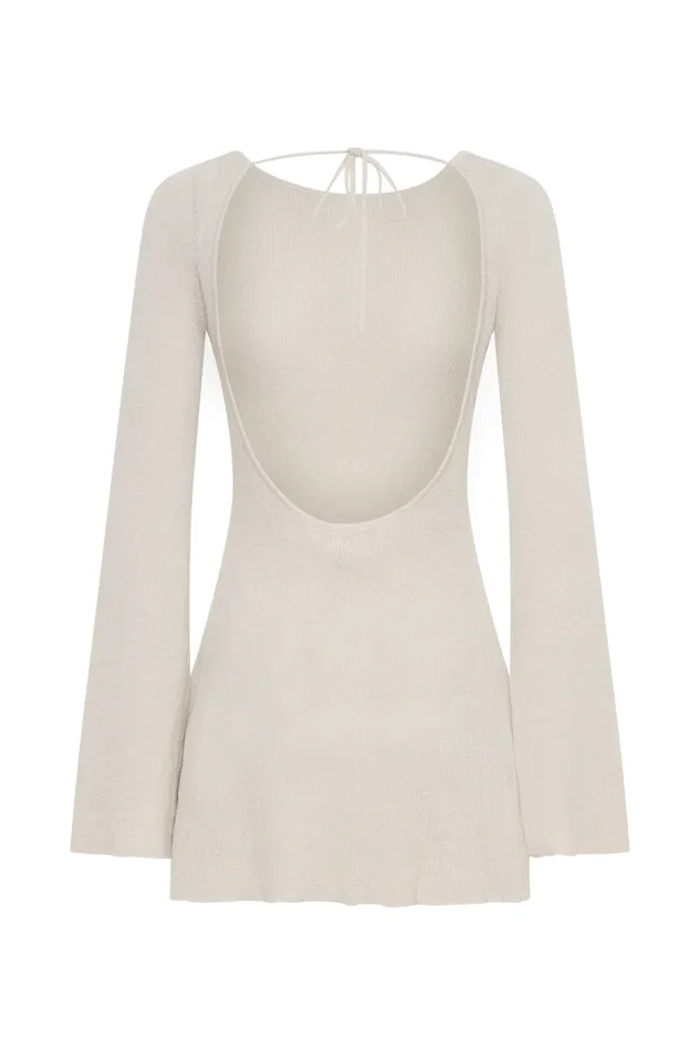 Dresses Women Meshki Zahra Long Sleeve Open Back Mini Knit Dress 8211 Grey