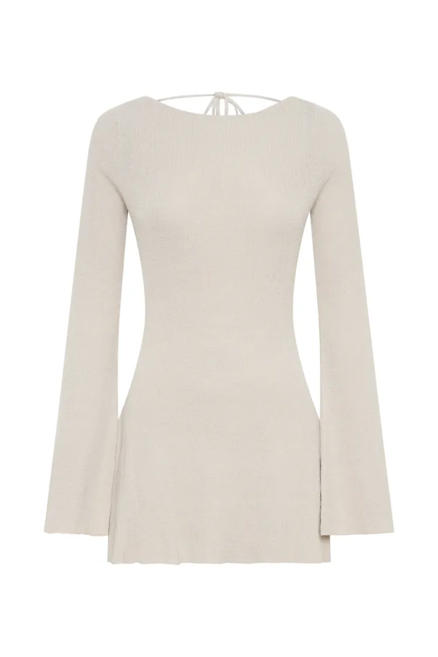 Dresses Women Meshki Zahra Long Sleeve Open Back Mini Knit Dress 8211 Grey