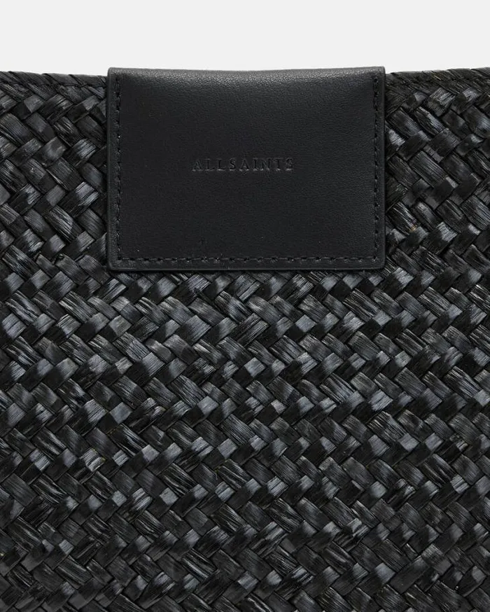 Ebro Straw Crossbody Bag Black Women AllSaints Handbags and Wallets