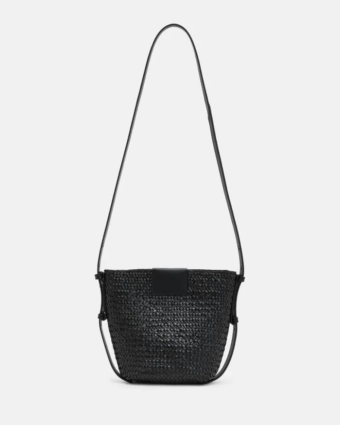 Ebro Straw Crossbody Bag Black Women AllSaints Handbags and Wallets